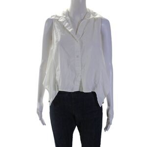Peter Som Collective Womens White Sleeveless Collared Blouse White Size 2 138167